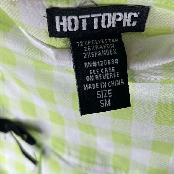 Hot Topic Lime Green Buffalo Plaid Lace Trim Skirt Size Small Nwot - Picture 5 of 7